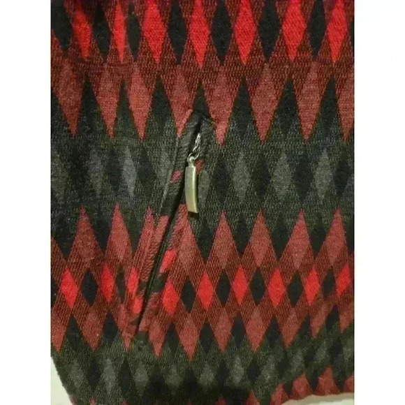 Allison Daley Petite Women's Red Geometric Zip-Up Jacket Size PL - Picture 3 of 12